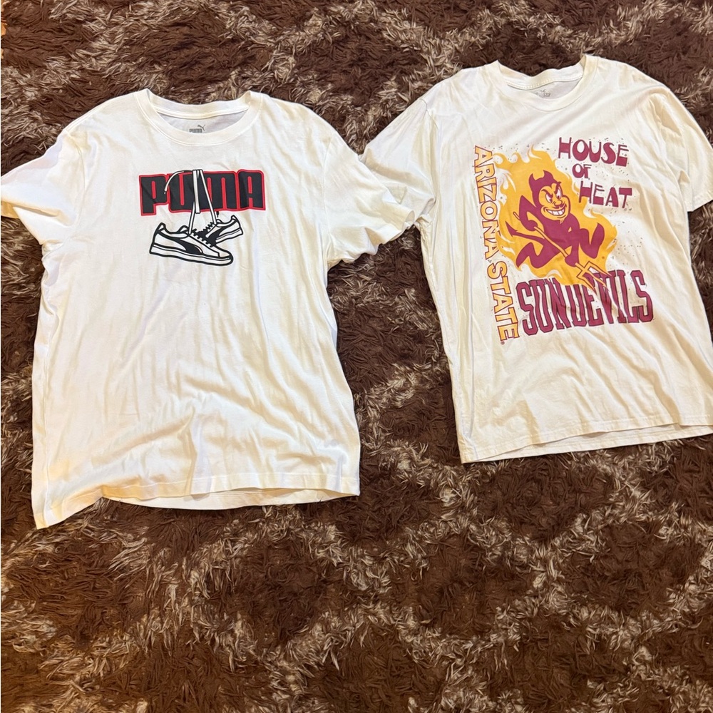 2 Used Men’s T Shirts  Puma, and Hollister size Lg